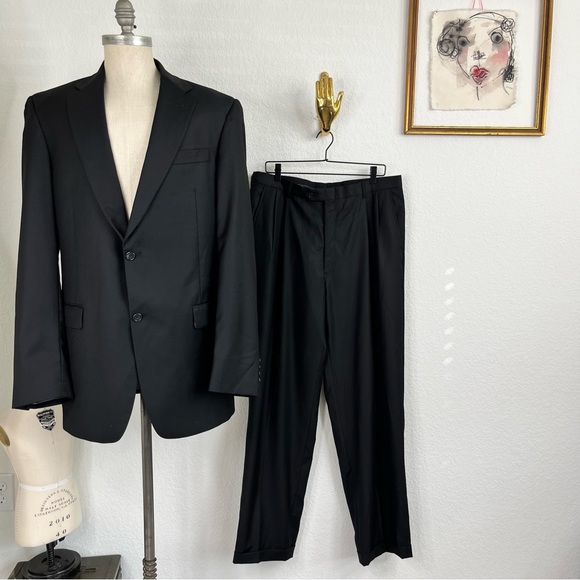 Hart Shaffner Marx Black Men Suit - Picture 1 of 14